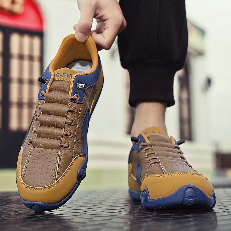 Spring Korean version of men's color matching, one-pedal lazy shoes, wear-resistant casual flats, fashionable low-top sports shoes