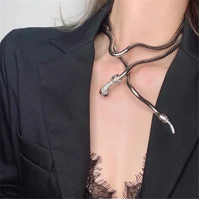 Fashion Punk Hip Hop Metal Adjust At Will Gold Color Snake Multi-Function Necklace for Women Holiday Party Jewelry
