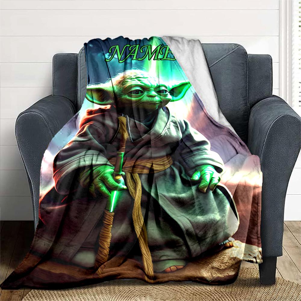 Customiz Name Personality Yoda Blanket Soft &Warm Sofa Office Bed Travel Lunch Break Blanket, Gift Suitable All Seasons