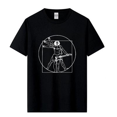 Da Vinci Guitar Funny T-Shirt Men Vitruvian Man Rock Band Vintage Graphic Music Novelty Streetw