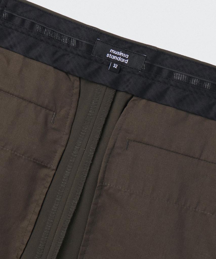 Musinsa Standard Light Plain One-Pleat Wide Hidden Elastic Waist Slacks [Brown]