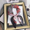 Silk scarf female stripe black and white printing spring and summer new decoration simple fashion simulation silk square scarf