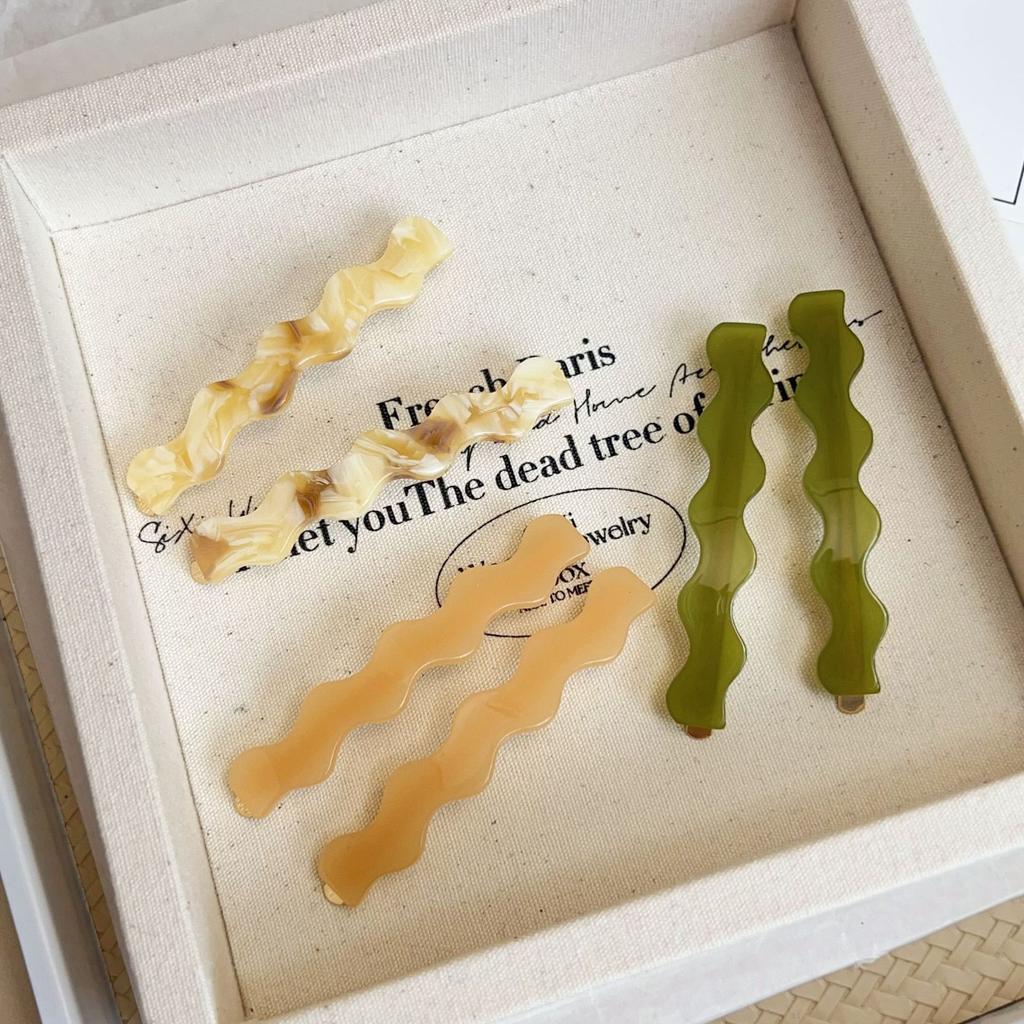 2Pcs/Set Simple Retro Wave Shaped Acetic Bangs Hairpins Sweet Cute Hair Side Hair Clips Style Barrettes Fashion Hair Accessories