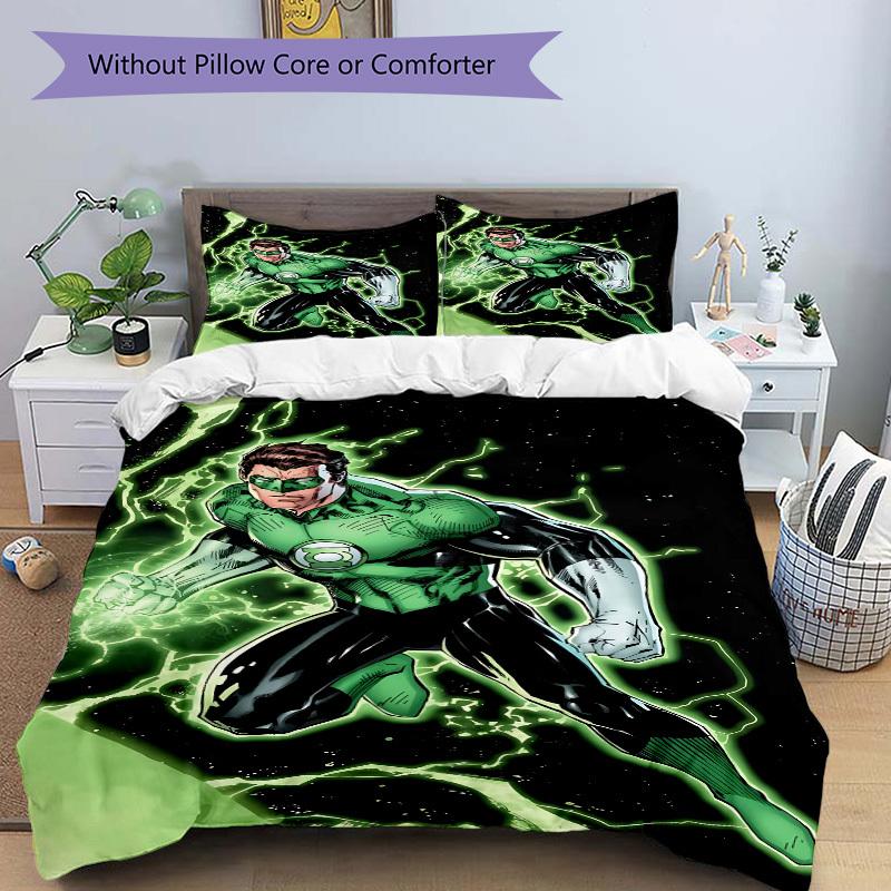 3pcs Green Lantern Ring Cover Set,Soft Comfortable Duvet Cover,Guest Room (1*Duvet Cover + 2*Pillowcases, Without Core) yy251024172