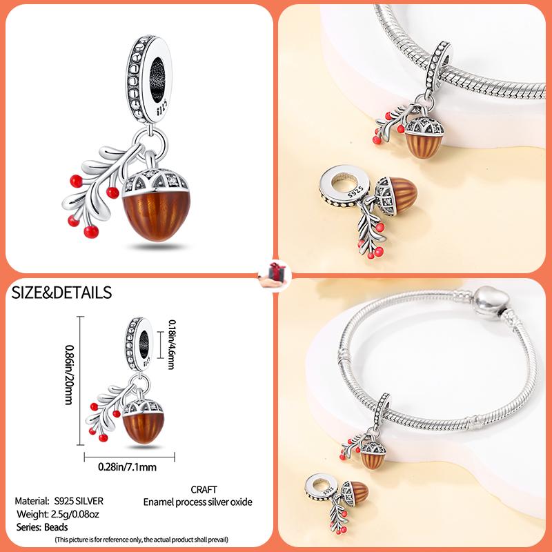 Copper Fashion Squirrel Squirrel Maple Leaf Charms Beads For 3Mm Bracelet Diy Fine Jewelry Gift Making