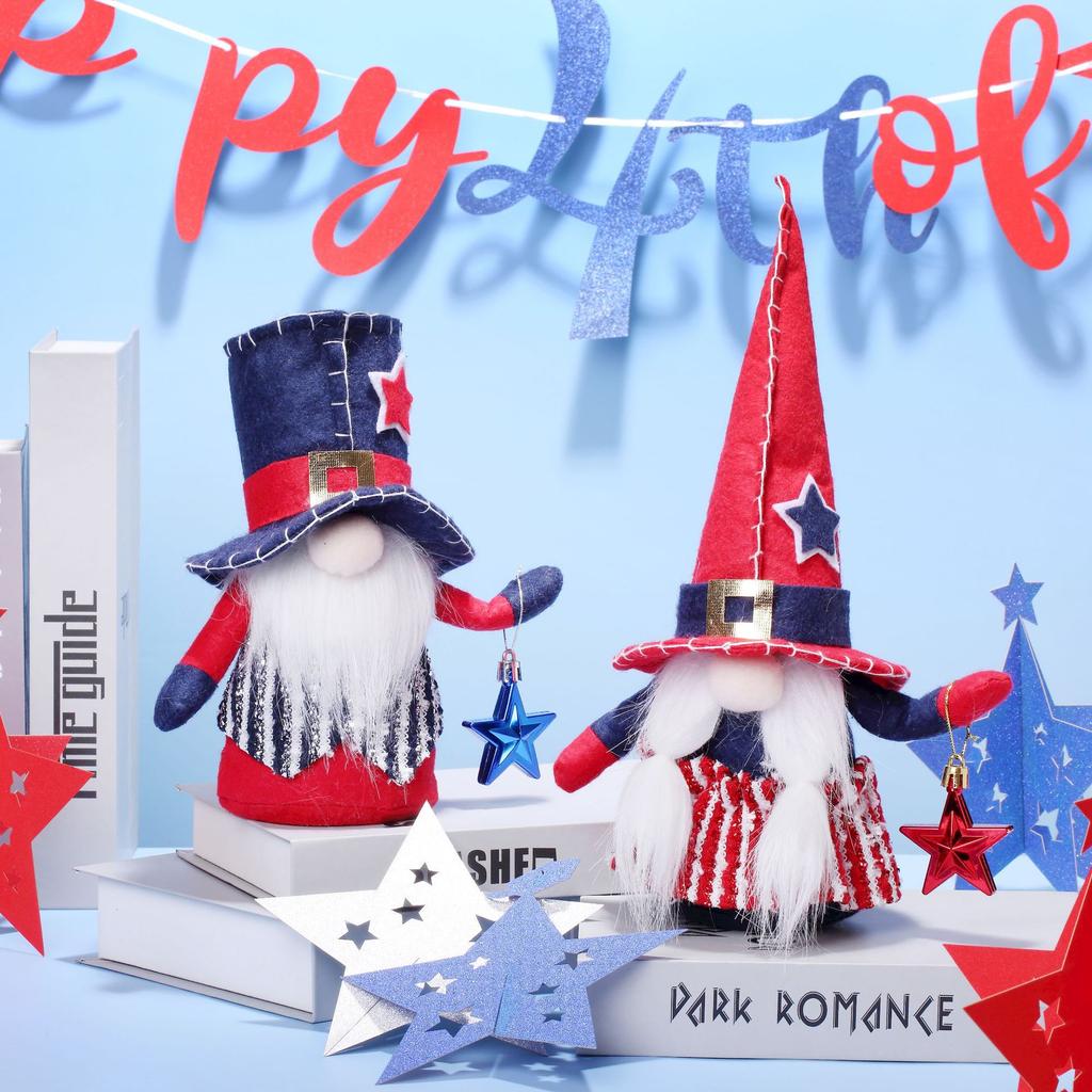Independence Day Striped Five-pointed Star Dwarf Faceless Doll Figurine Decoration