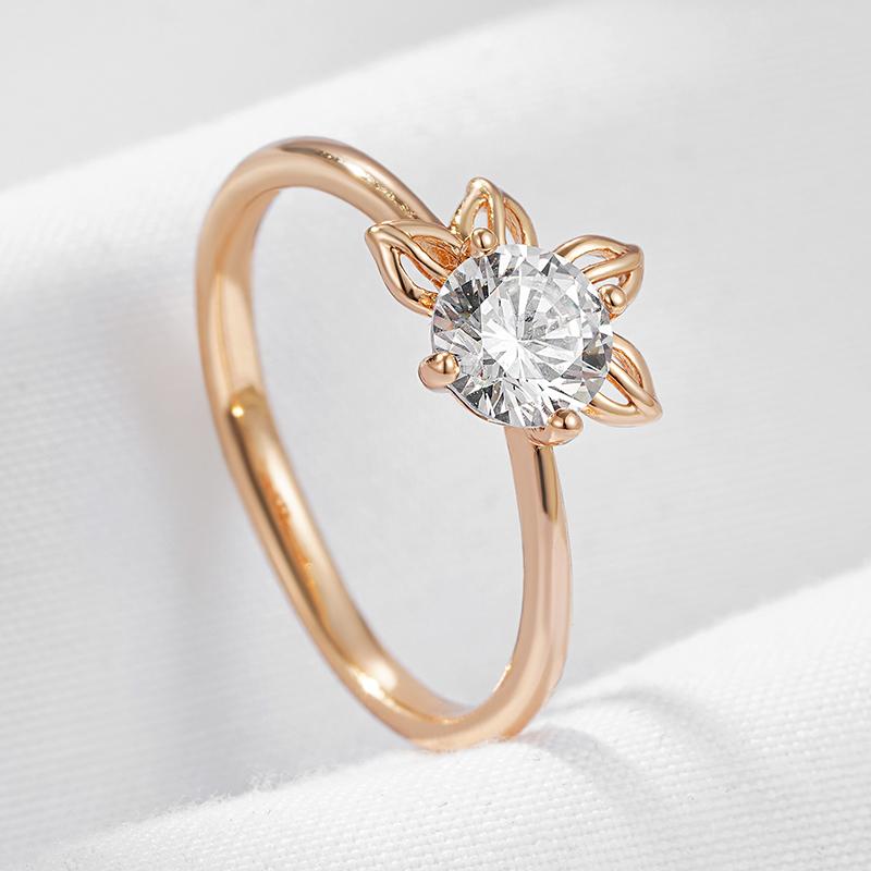 Fashion Simple Bride Wedding Ring Women  Rose Gold Color With Natural Zircon Accessories Romantic Daily Fine Jewelry