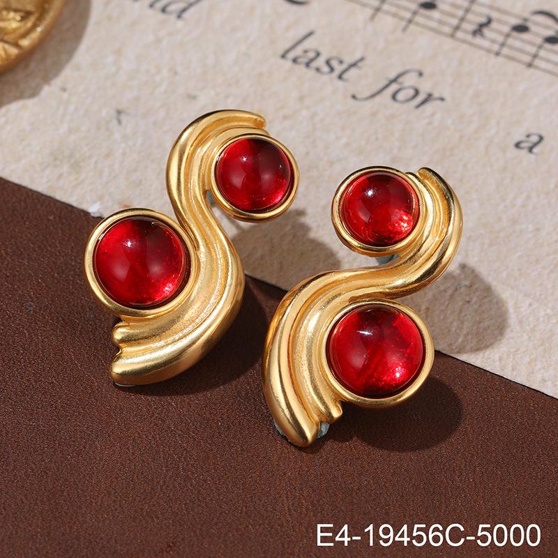 

Элегантные винтажные красные серьги с цветочным узором - Ретро, нишевый дизайн для весны и лета Size 1: 18K