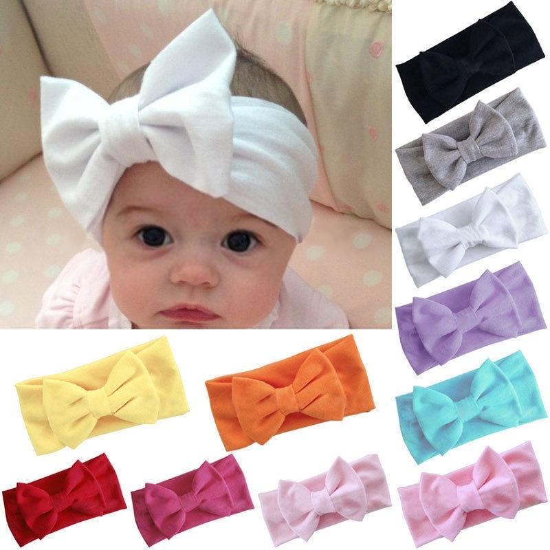 1pc Stretch Turban Knot Head Wrap Baby Girls Kids Toddler Bow Hairband Headband
