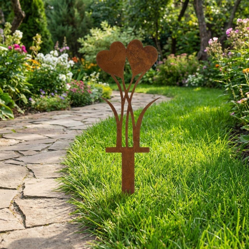 Wetterfeste Herzförmige Metall-Stäbe Rustikale Blumentopf-Verzierung Muttertag
