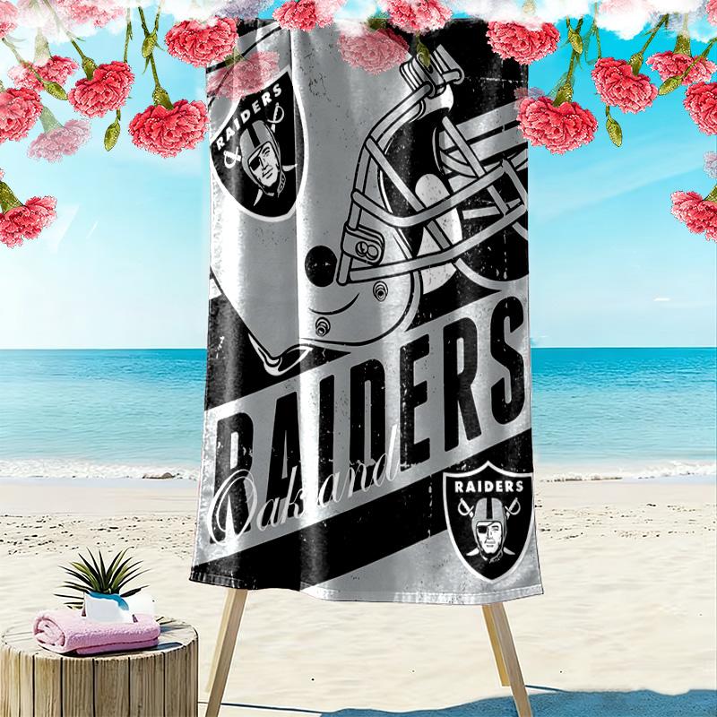 Oakland Raiders Print Beach Towel, Large Soft Quick Dry Towel for Beach Camping Swimming