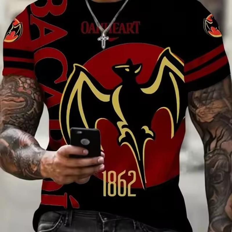 

Round Neck 3D Printed Bat Pattern Short-sleeved T-shirt Summer Casual Men s Breathable and Refreshing T-shirt XS