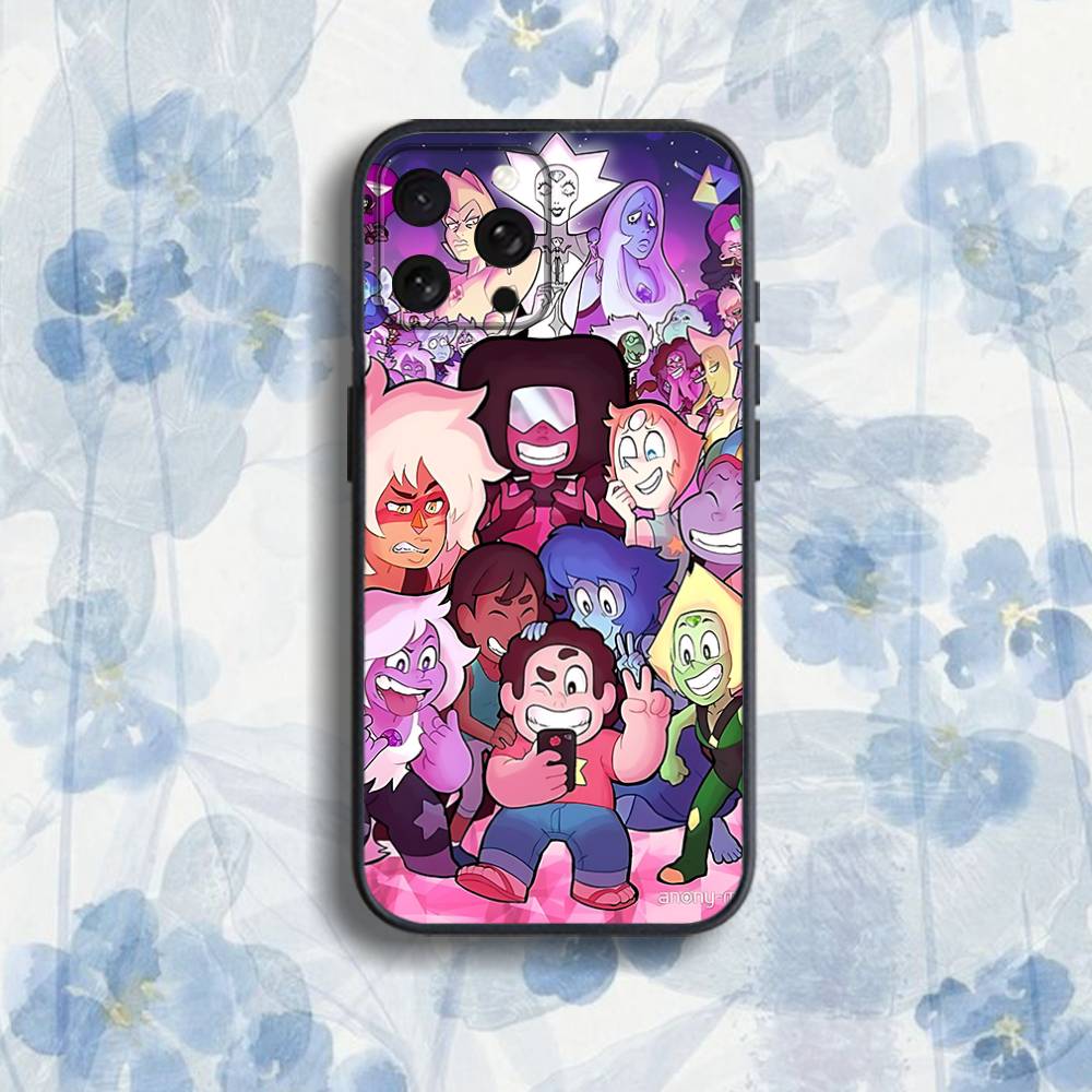 hot Steven Universe Cartoon Phone Case For iPhone 11,12,15,16,17,13,14,Pro,Max,Plus,E,Mini,Air,SE4 Black Soft Box