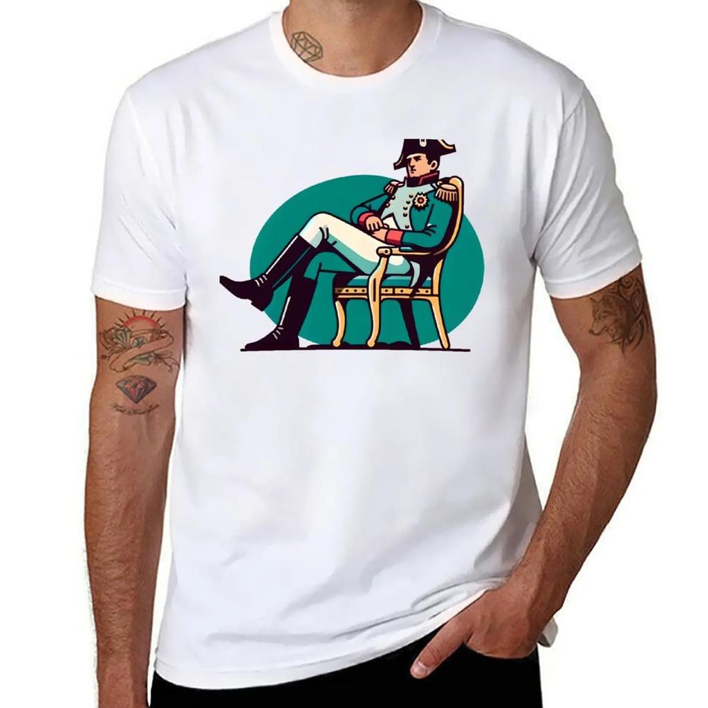 Napoleon Siting On Chair Drawing TShirt Cotton Graphic Tees New Edition Summer Top Anime Figures Mens Tshirts