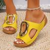 Large Wedge Buckle Womens Fashion Slippers