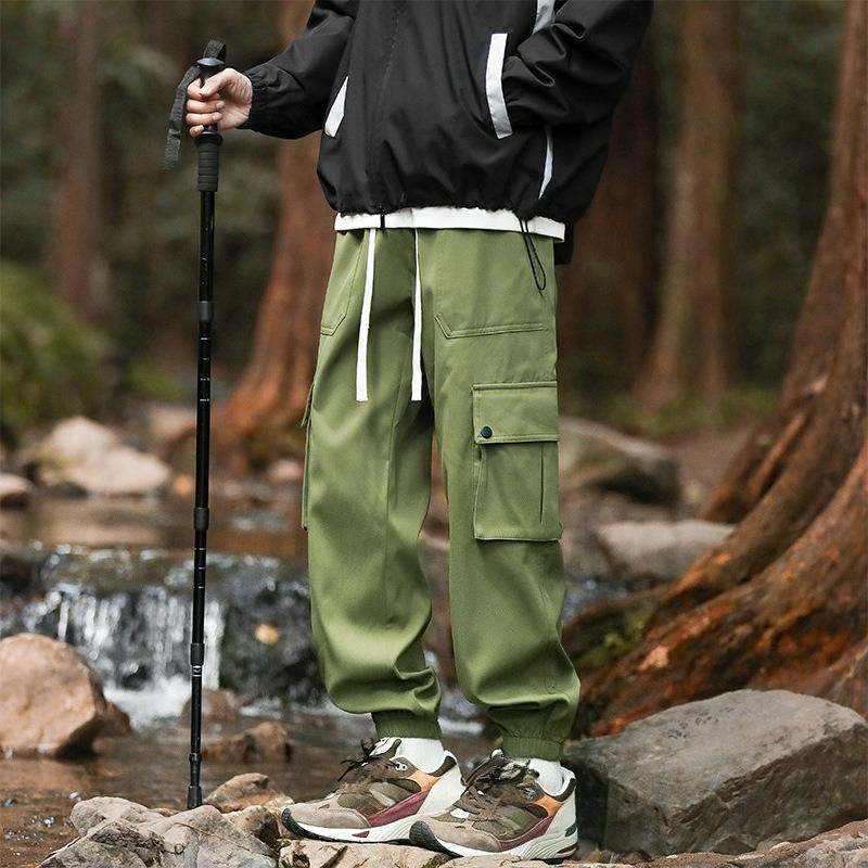 

Overalls Men s Loose Ruffian Handsome Multi-pocket Army Green Leggings Autumn Retro Paratrooper Pants Retro Overalls S