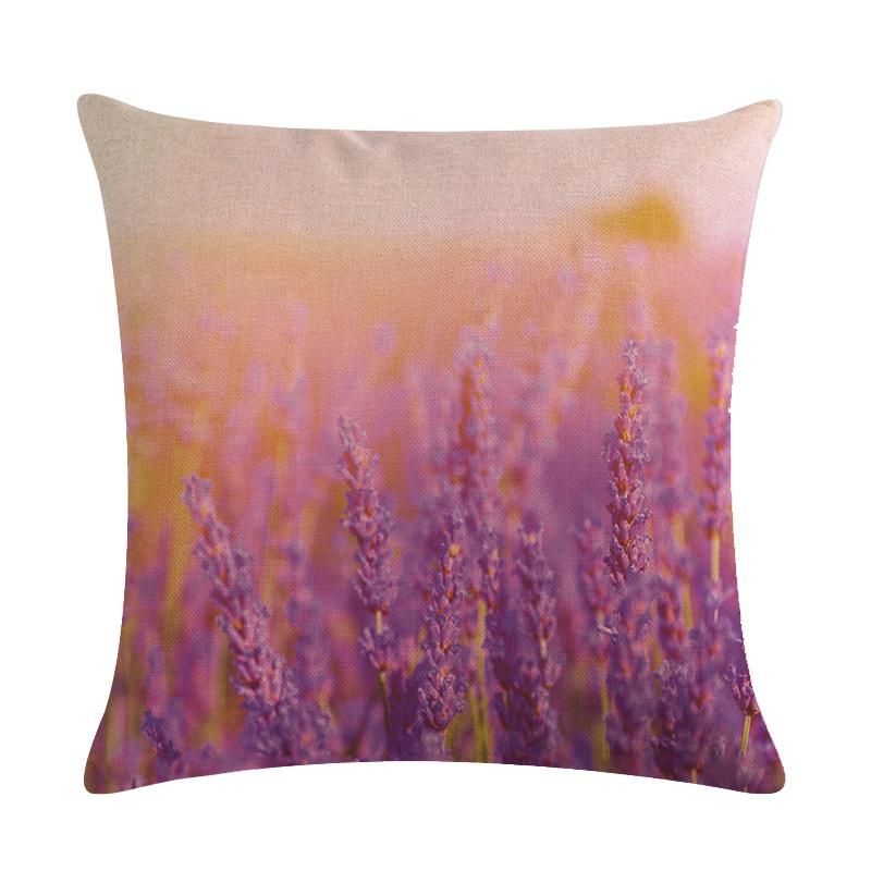 Purple Landscape Lavender Collection Digital Printing Short Plush Pillow Covers For Car Sofa Office Cushion Cover Home Goods