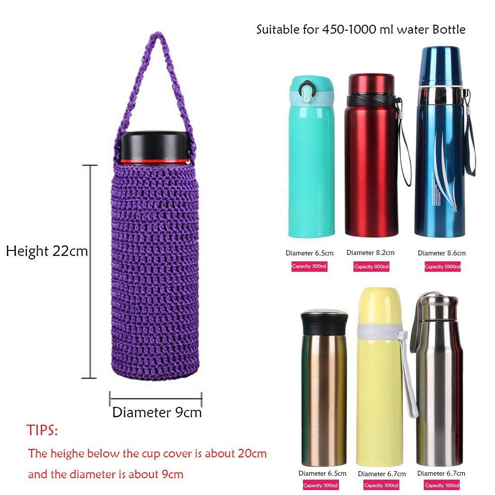 Woven Water Bottle Cover Insulated with Hand-held Rope Cup Sleeve Pouch Travel Outdoor Handmade Cup Holder Glass Cup