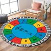 Piano Keyboard Music Note Educational Round Colorful Chord Circle Flannel Carpet For Music Room Kids Learning Instrument Themed