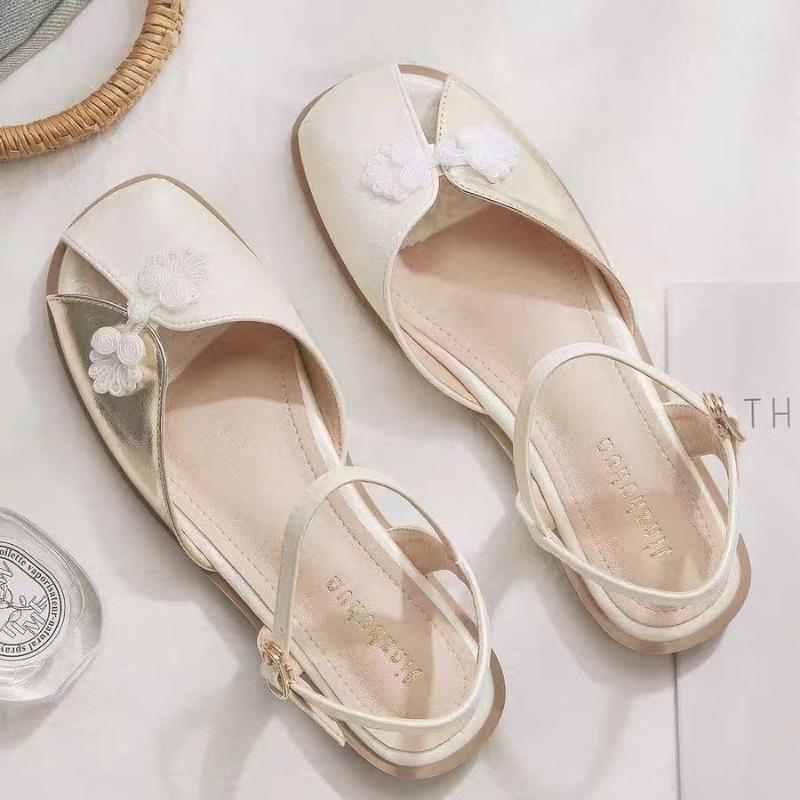 Women's Sandals 2024 New Fashion Baotou Open Toe Design Flat Sandals Summer Casual Elegant Dress Party Shoes Zapatos Large Size
