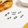 Korean Geometric Stud Earrings, Minimalist Six-Piece Set, Versatile Style