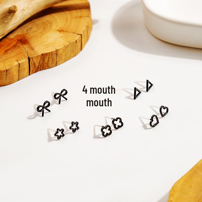 Korean Geometric Stud Earrings, Minimalist Six-Piece Set, Versatile Style