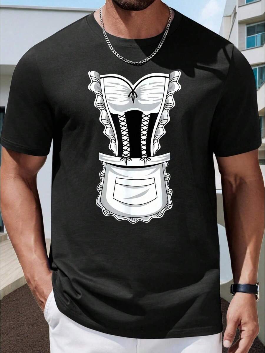 

Unisex s Casual T-Shirt With Maid Outfit Print Casual Short-Sleeved T-Shirts XL