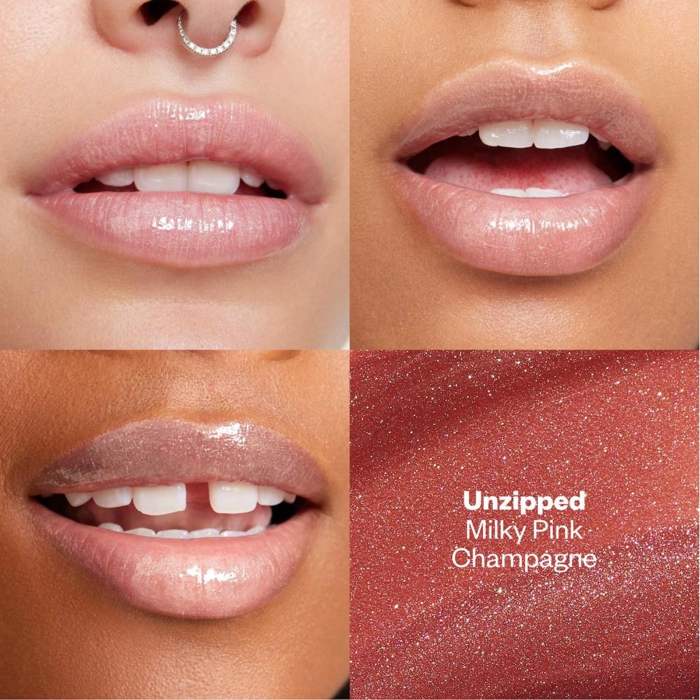 Kosas Wet Lip Oil Aufpolsternde Peptid-Lippenbehandlung Glanz .15 oz 4,6 ml Unzipped Milchiges Rosa Champagner