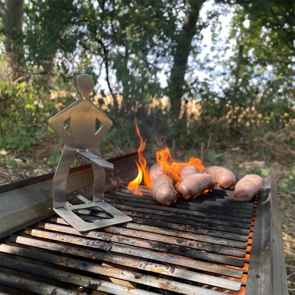 Stainless Steel Human Shape Sausage Grill Rack Skewer Holder for Outdoor Barbecue Cooking and Grilling Tools Accessories