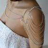 New Deluxe Multi-Layer Rhinestone Tassel Pearl Pendant Shoulder Chain Bridal Wedding Shiny Crystal Body Chain