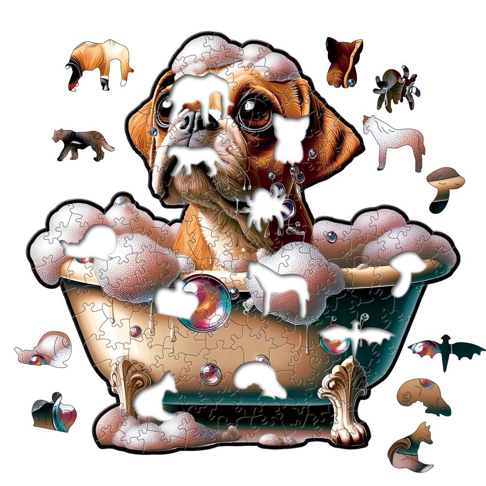 Irregular Puppy Animal Wooden Puzzle Ideal for Adult Children Present Brain Teaser Game Fantasy Dog Christmas Present Box Puzzles Playthings