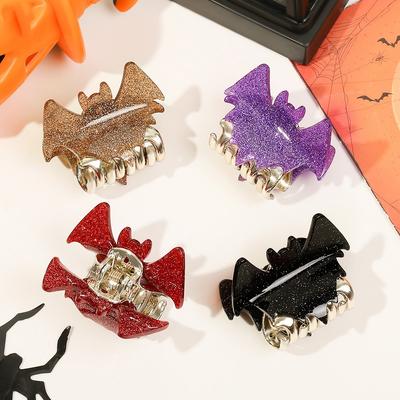 Dazzling Colors Halloween Bat Hair Claw Zinc Zinc Alloy Bat Wings Hair Claw Shiny Acrylic Shark Clip School