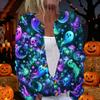Women's Long Sleeve Knit Cardigan Button Up Sweater Halloween Print Lightweight Casual Outerwear for Autumn and Winter