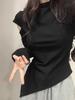 Women's Off-Shoulder Slim Fit Brushed Turtleneck Long Sleeve Top for Autumn/Winter
