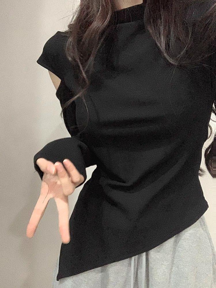 Women's Off-Shoulder Slim Fit Brushed Turtleneck Long Sleeve Top for Autumn/Winter