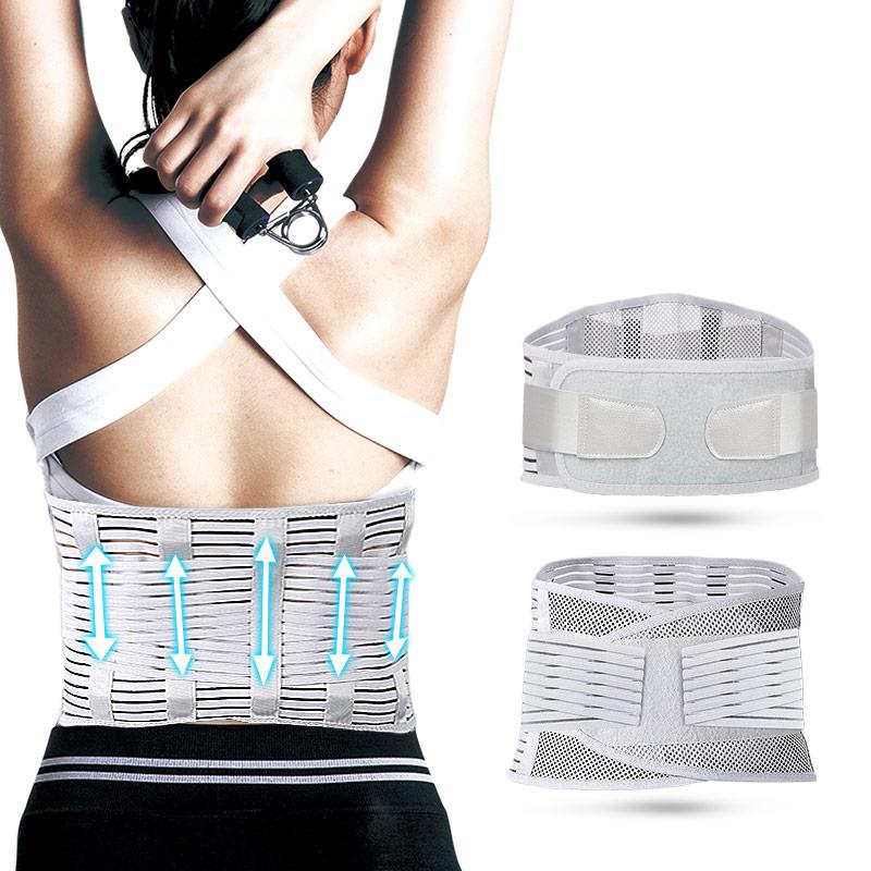 Lumbar Support Belt Lumbosacral Back Brace Design Adjustable Support Straps Anti-skid Waist Belt with Stays Breathable Mesh Gray