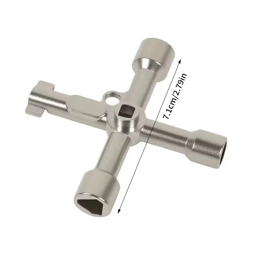 Multi Function 4 Way Universal Cross Triangle Wrench Key Electrical Square And Round Holes Triangular Key Water Valve Key