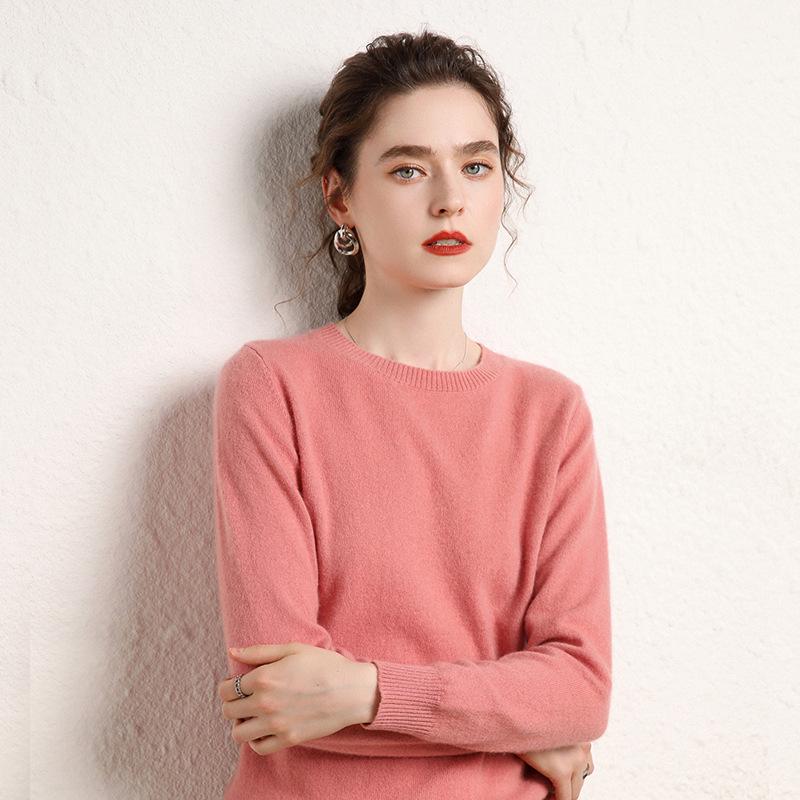 Women's Cashmere Long Sleeve Sweater: New Style, Pure Round Neck, Loose Fit, Thin Knit Pullover for Autumn/Winter