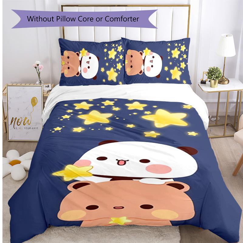 dudu bubu Printed 3PCS Bedding Set Soft Breathable Duvet Cover Pillowcases Set Washable Bedroom Decor Home Gift