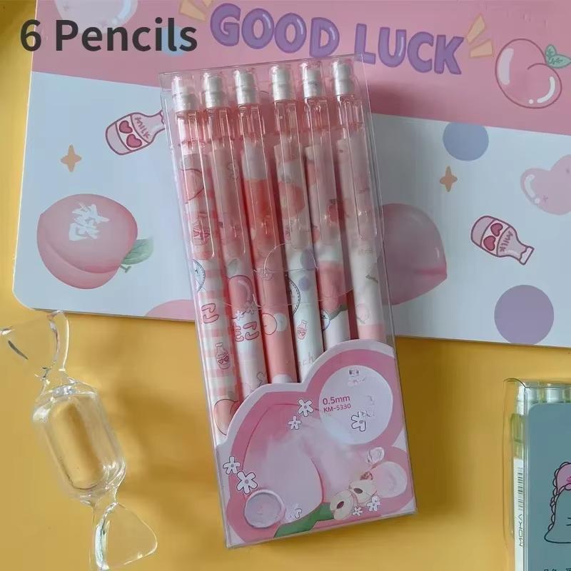 Automatisk Blyertspenna Förpackad Tecknad Aktivitetsblyertspenna Elev Söt Kreativ Tryckpenna Skolmaterial med Radergummi Gåva
