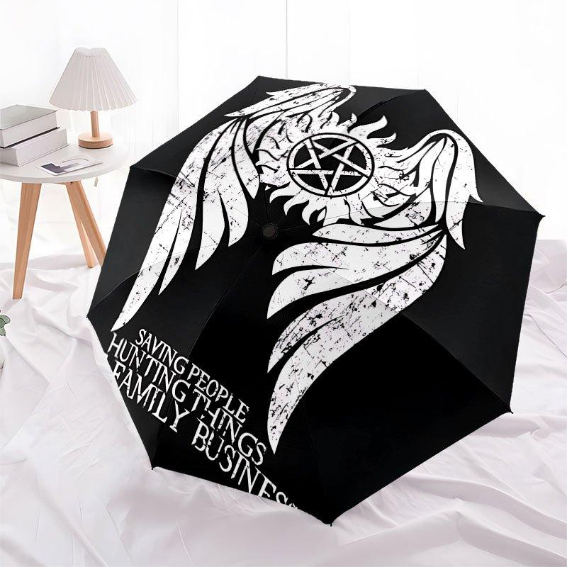 1pc Supernatural Automatic Opening/Closing Umbrella with Convenient Three-Fold Design, 8 Iron Ribs - for Outdoor Daily UseA27