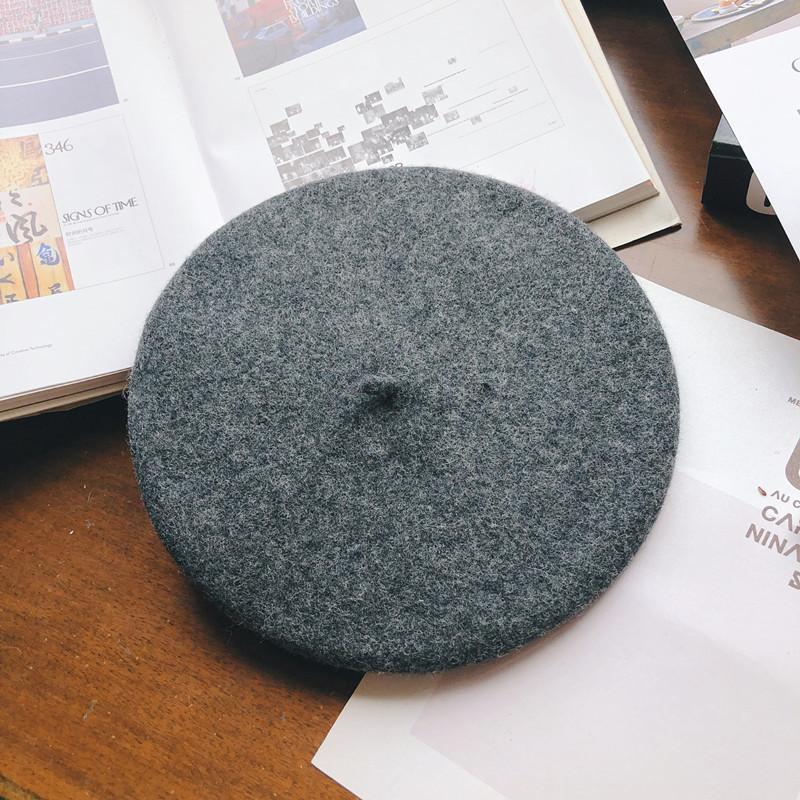 Hat Female Autumn and Winter Beret Woolen British Retro Literary and Simple Painter Hat Sweet Versatile Trendy Hat