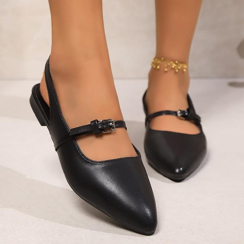 Fashion Ladies Shoes 2025 Closed Toe Women's Sandals Plus Size Office Sandals Women Buckle Pointed Toe Low Heel Slip on Shoes Female