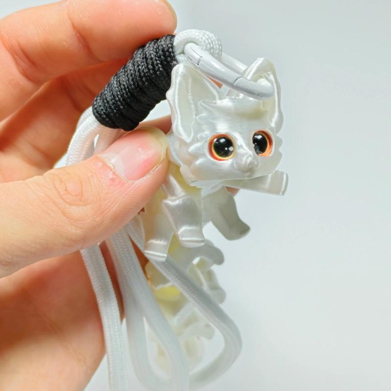 3D Printed Cute Fox Ornament Model with Multiple Joints Movable ,beautiful Eyes, Hanging Rope Room Decoration Accessories Gifts