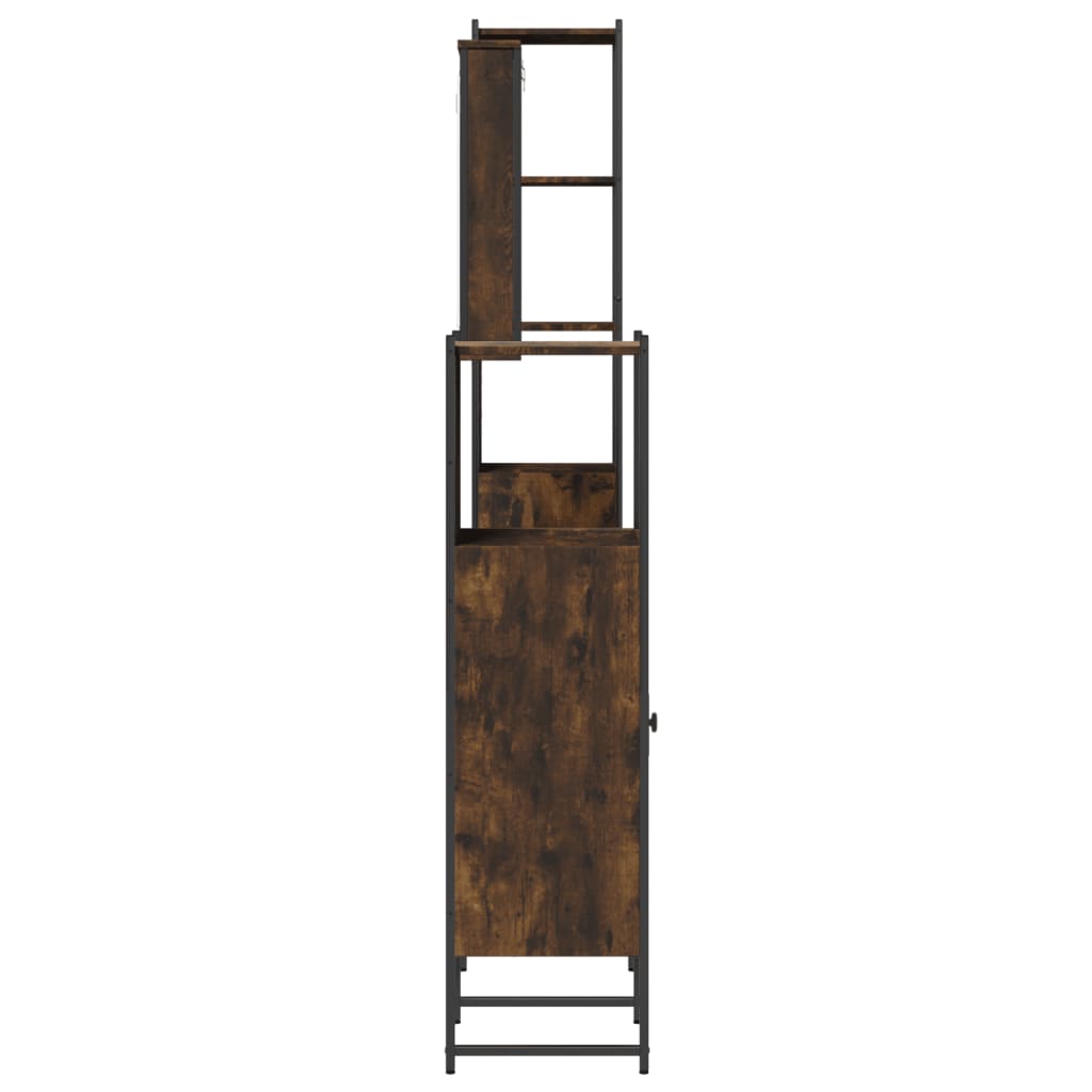 4 Piece Bathroom Furniture Set Smoked Oak Wood Based Material