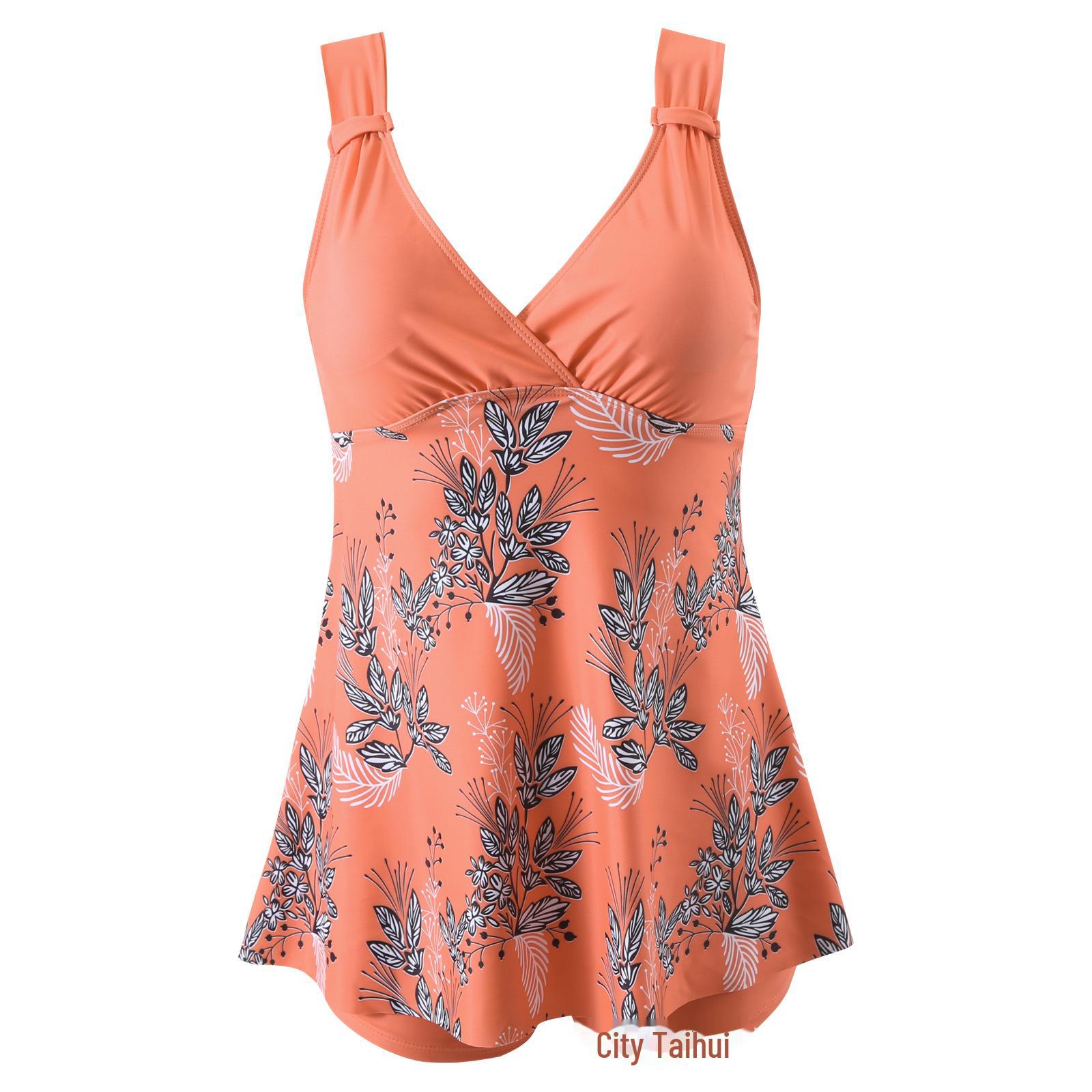 

Женский полосатый купальник-боксер танкини больших размеров 2025 года 5XL оранжевый