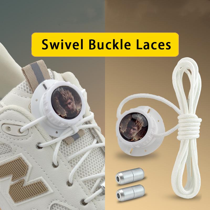 1Pair Fashion Wukong Swivel Buckle Laces Automatic Shoelaces Without Ties Sneakers No Tie Shoe Laces Kids Adult Shoelace