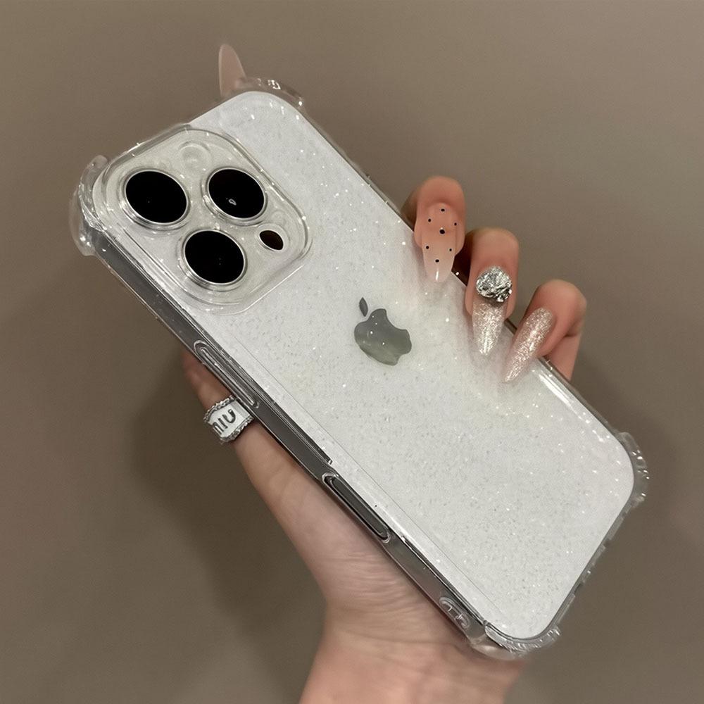 

Luxury Clear Glitter Phone Case For iPhone 11 12 13 14 15 16 17 Pro Max Plus X XS XR Max Silicone Airbag Shockproof Soft Cover For iPhone 17 Pro&Silicon чистий
