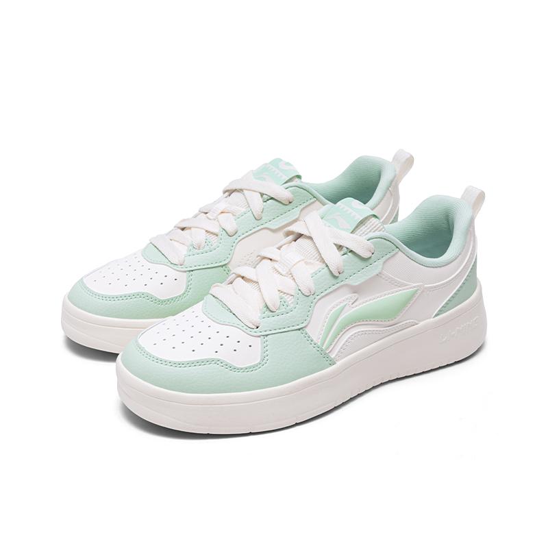 Li Ning Lightweight, Breathable, And Slip Resistant Low top Skateboard Shoes Women's Beige White Green AGCV190-2