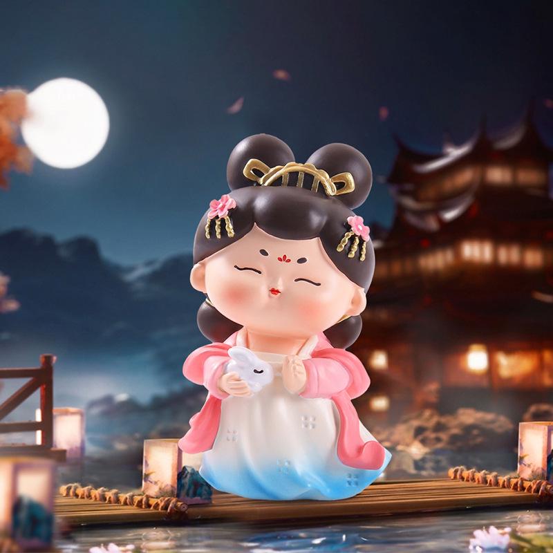 Creative Ancient Tang Lady Figurine: National Tide Style Desktop Ornament